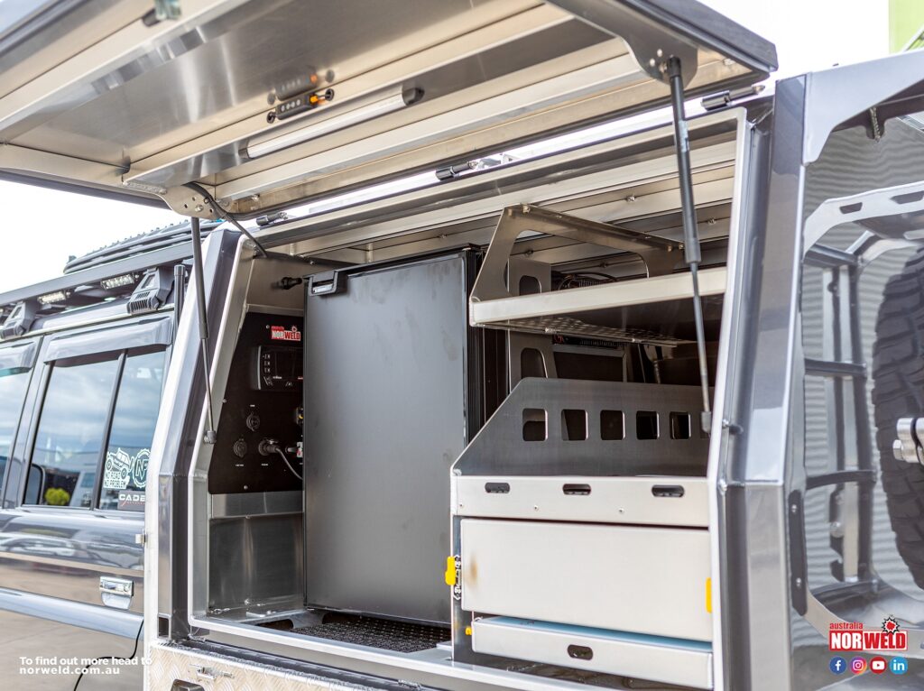 upright fridge in ute canopy