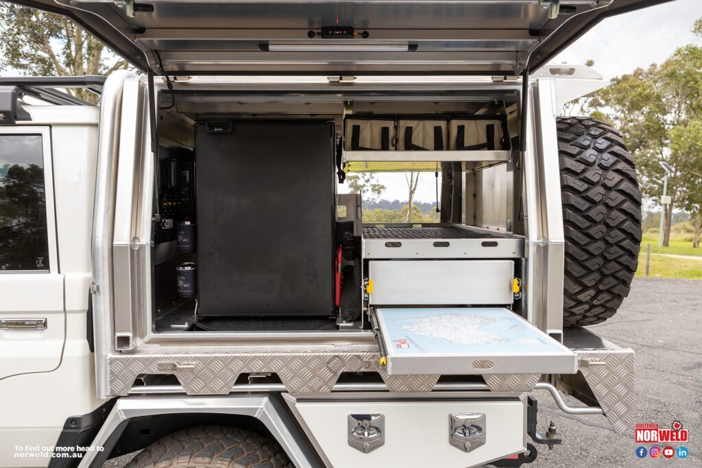 upright fridge in ute canopy