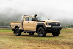 Ford Super Duty with Elite tray in field