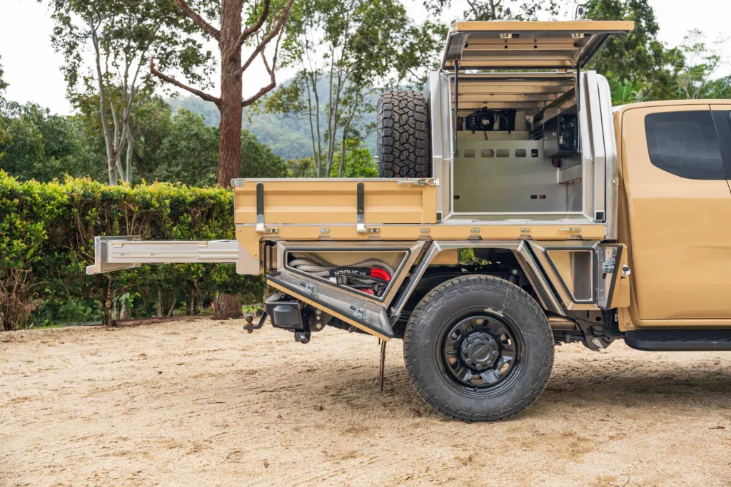 Ford Ranger Super Duty with Norweld Elite tray and half deluxe lite canopy seismic tan