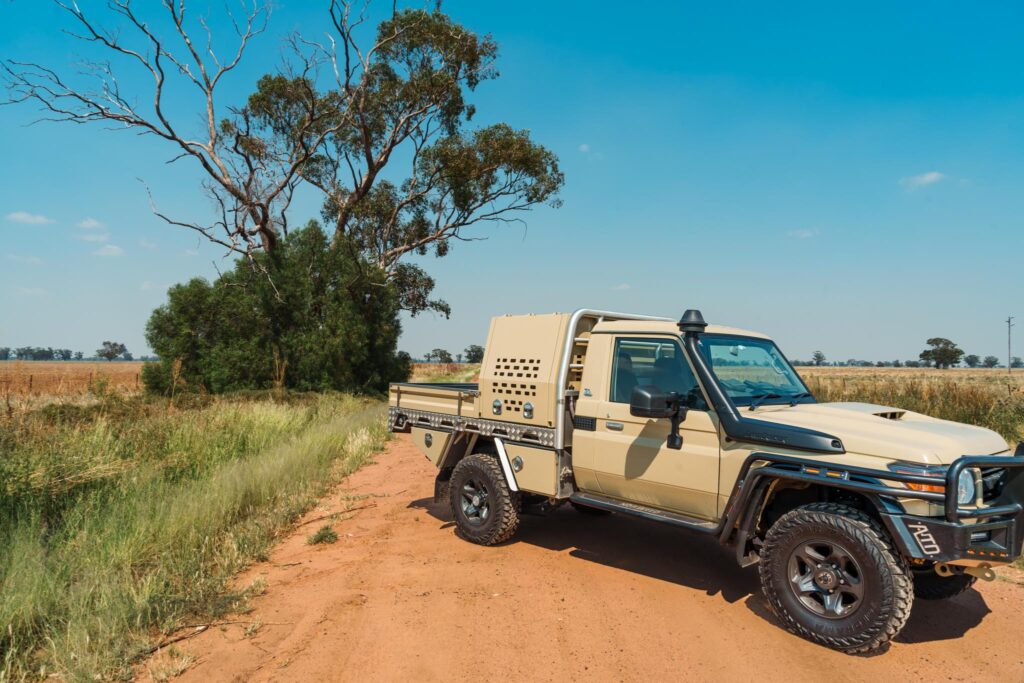 This is a photo of a single cab landcruiser with a heavy duty aluminium ute tray