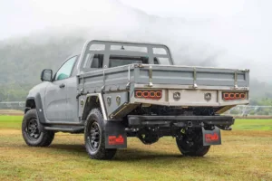 Command grey Ford Super Duty with Elite tray rear left corner