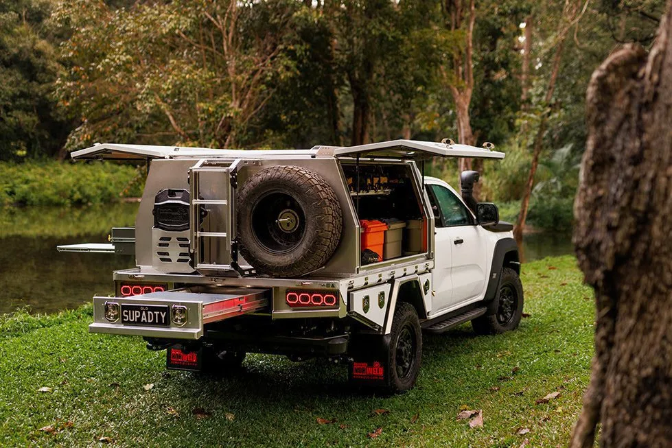 White Super Duty with Elite tray & lifestyle canopy