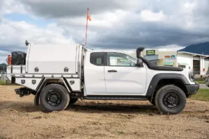 Ford Super Duty with gullwing toolboxes side profile