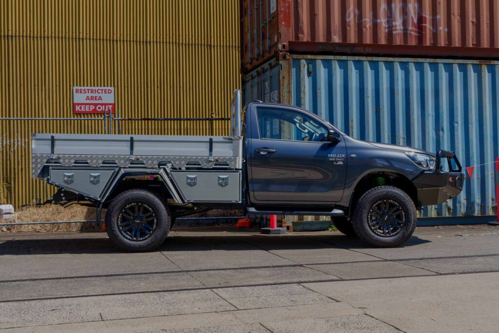 This is a Heavy Duty Aluminium Ute Tray on a Toyota Hilux