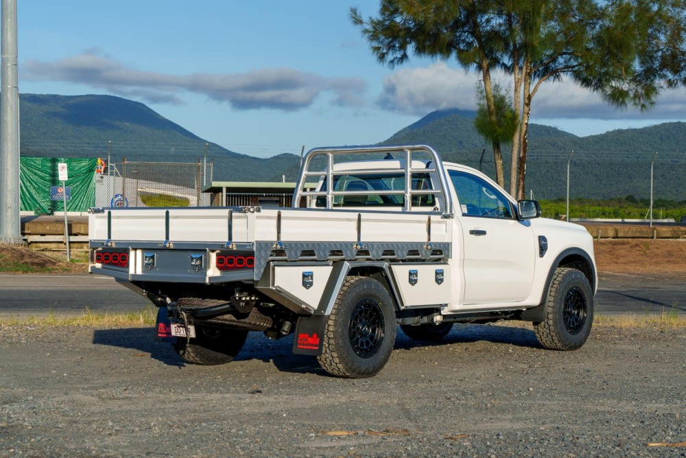 This is a Heavy Duty Aluminium Norweld Ute Tray on a Ford Next Gen Ranger Rear