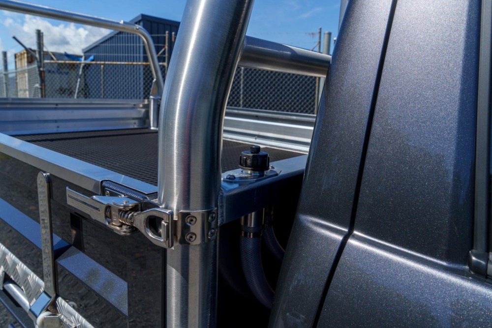 This is a Norweld Heavy Duty Aluminium Ute Tray on a Toyota HIlux Showcasing the Tray Water Tank
