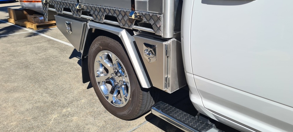 This is a image of a heavy duty ute tray called deluxe tray on a RAM 1500
