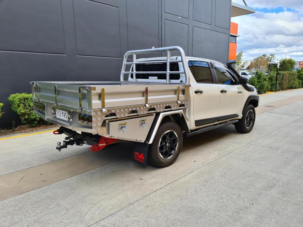 This is a photo of a Toyota Tacoma with a Heavy Duty Aluminium Flatbed