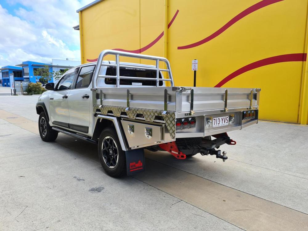 This is a photo of a Toyota Tacoma with a Heavy Duty Aluminium Flatbed