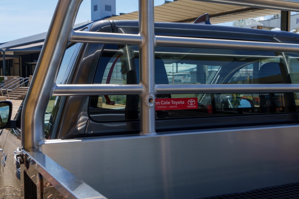 This is a image of a Heavy Duty Aluminium Ute Tray's Headboard on a Toyota Hilux