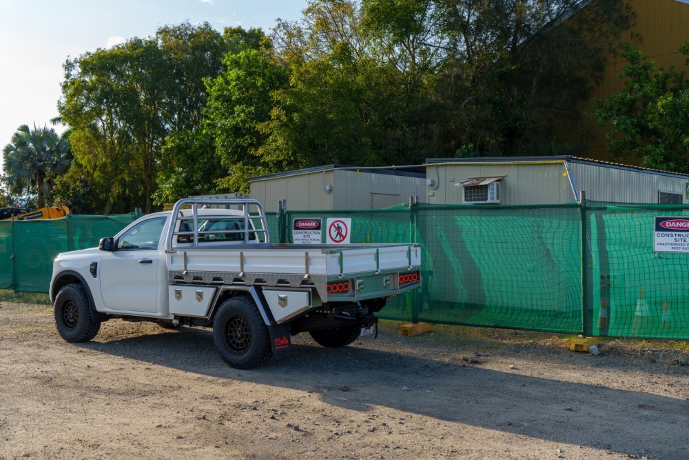 This is a image of a Heavy Duty Aluminium Ute Tray on a Next Gen Ford Ranger Rear Left