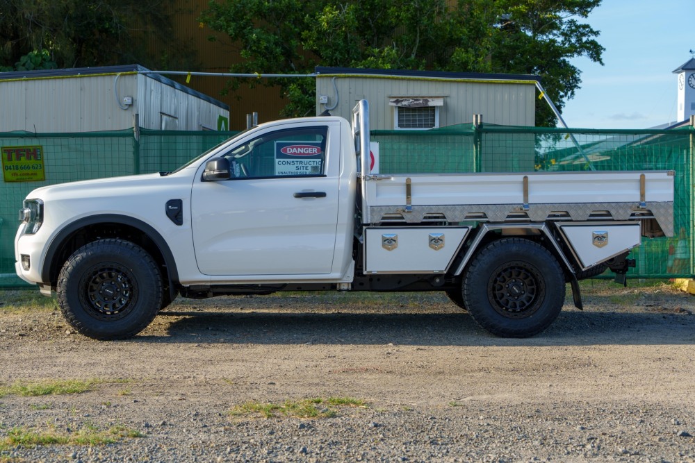 This is a image of a Heavy Duty Aluminium Ute Tray on a Next Gen Ford Ranger Side On